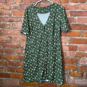 NASTY GAL green button up tshirt dress